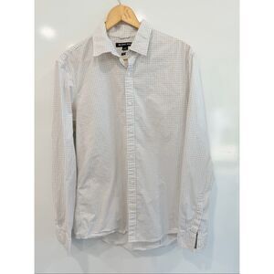 Michael Kors Trim Stretch Gingham Button Down L